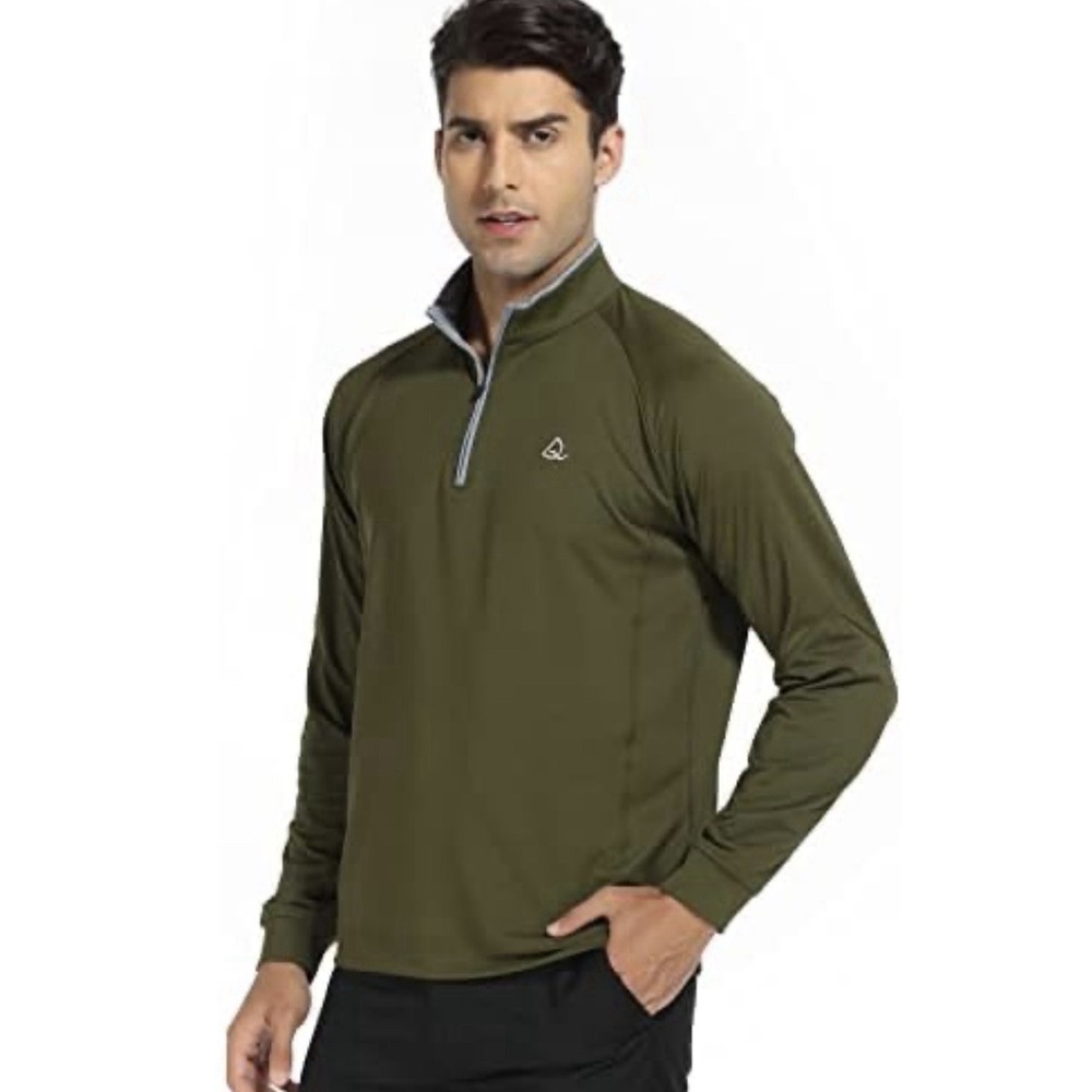 Deolax Men's 3XL Quarter Zip Pullover Green Golf Activewear Performance Shirt